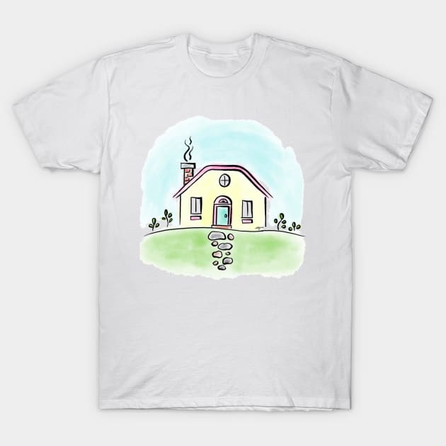 cottage house pastel doodle T-Shirt by OddityArts